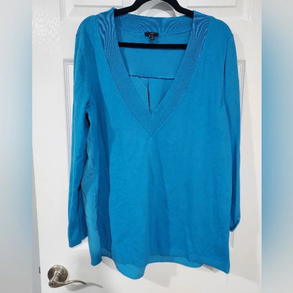 Talbots Woman Blue V-Neck Long Sleeve Lightweight Sweater in Size 1X - Picture 1 of 10